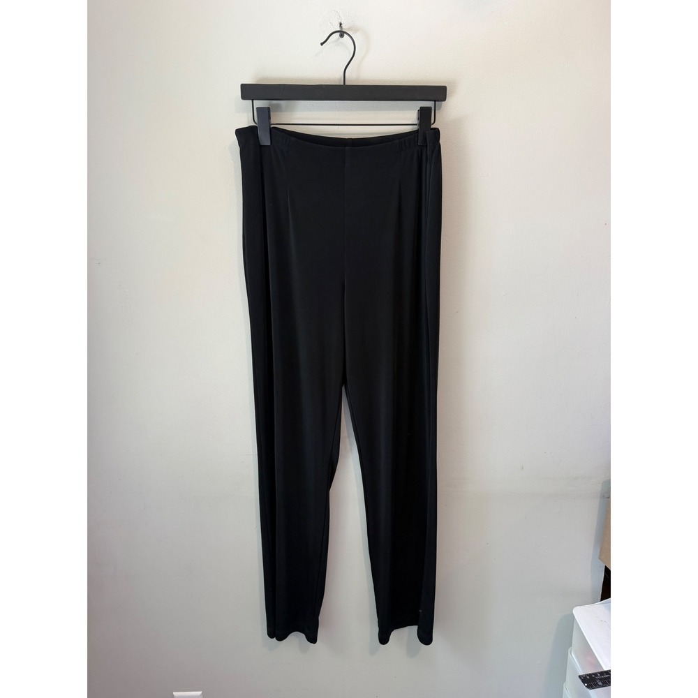 Chicos Easywear Black Pull On Straight Leg Pants‎ Size 2 Regular High Rise 994